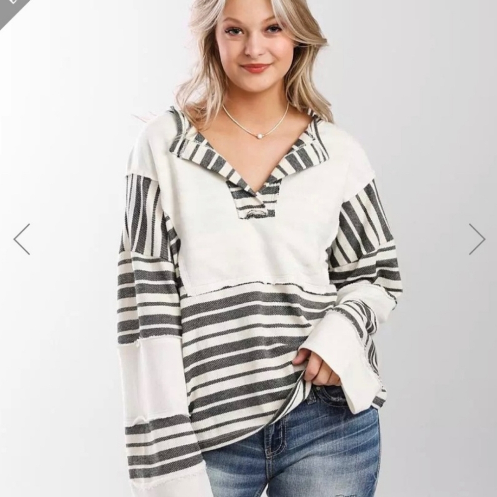 BKE Striped French Terry Top Size Large
